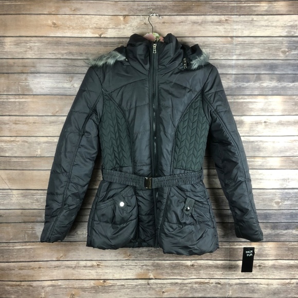 Rampage Charcoal Gray Belted Puffer Coat - Picture 2 of 6